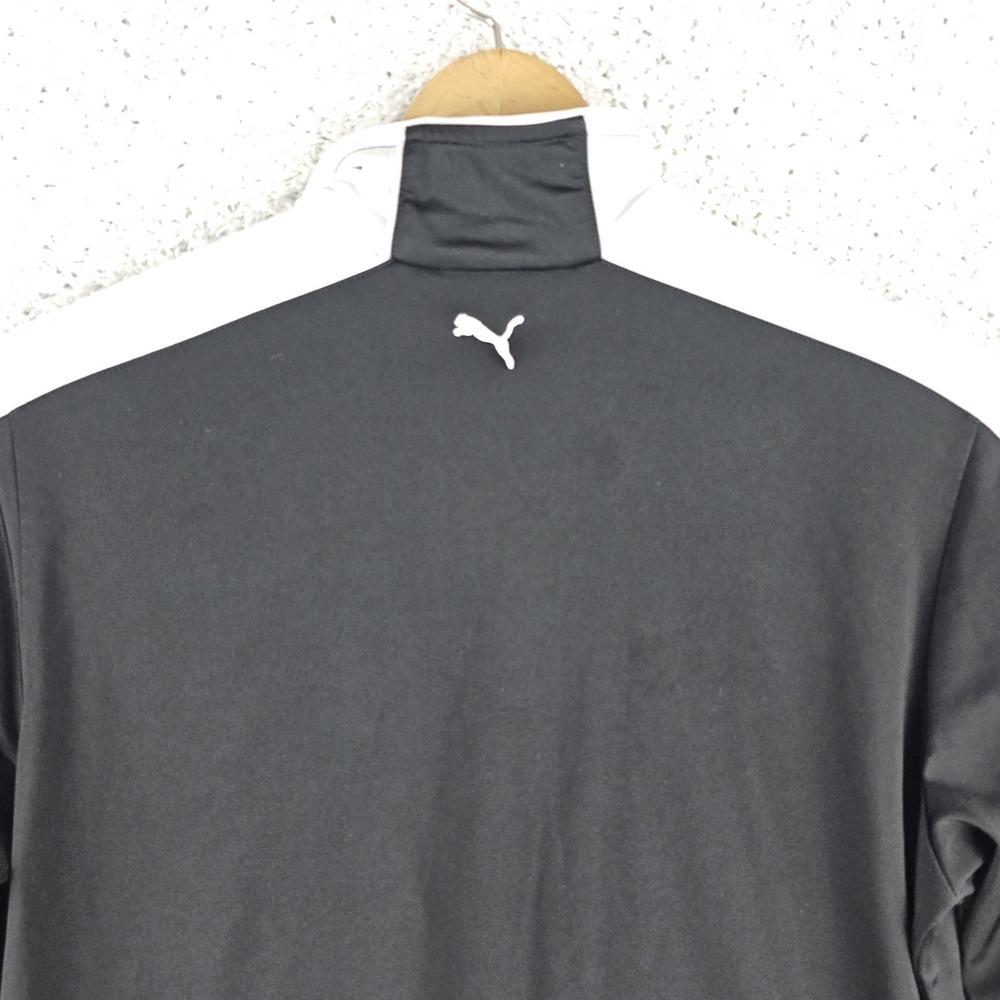 Puma Black Full Zip Track Jacket Womens XL White Stripe Retro Athletic Slim Fit - Picture 9 of 12